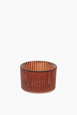 Ribbed Glass Tealight Holder, 5x5cm