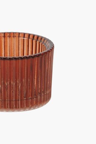 Ribbed Glass Tealight Holder, 5x5cm