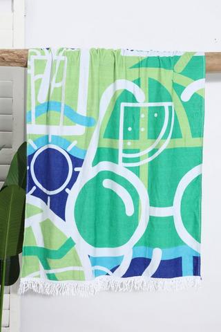 Printed Cotton Abstract Fringe Beach Towel 90x150cm