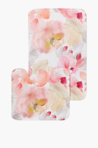 2 Piece Abstract Foam Bath Mat Set