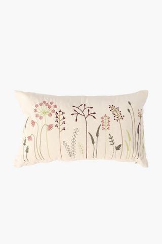 Embroidered Floral Classic Scatter Cushion, 30x50cm