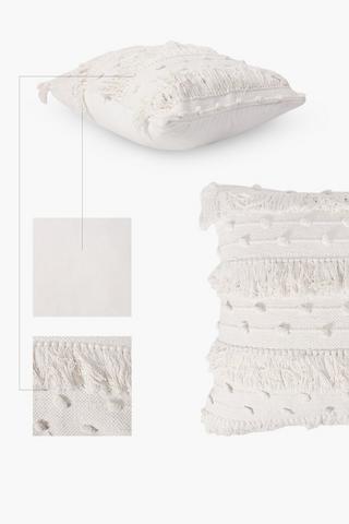 Textured Bubble Fringe Feather Scatter Cushion, 60x60cm
