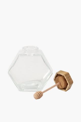 Hexagon Honey Jar With Dipping Spoon