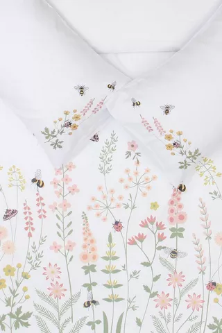 Microfibre Embroidered Floral Duvet Cover Set