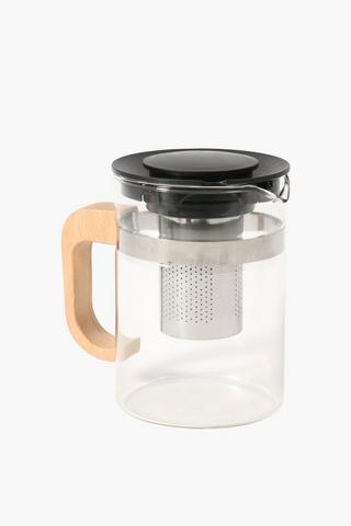 Glass And Wood Tea Pot, 800ml
