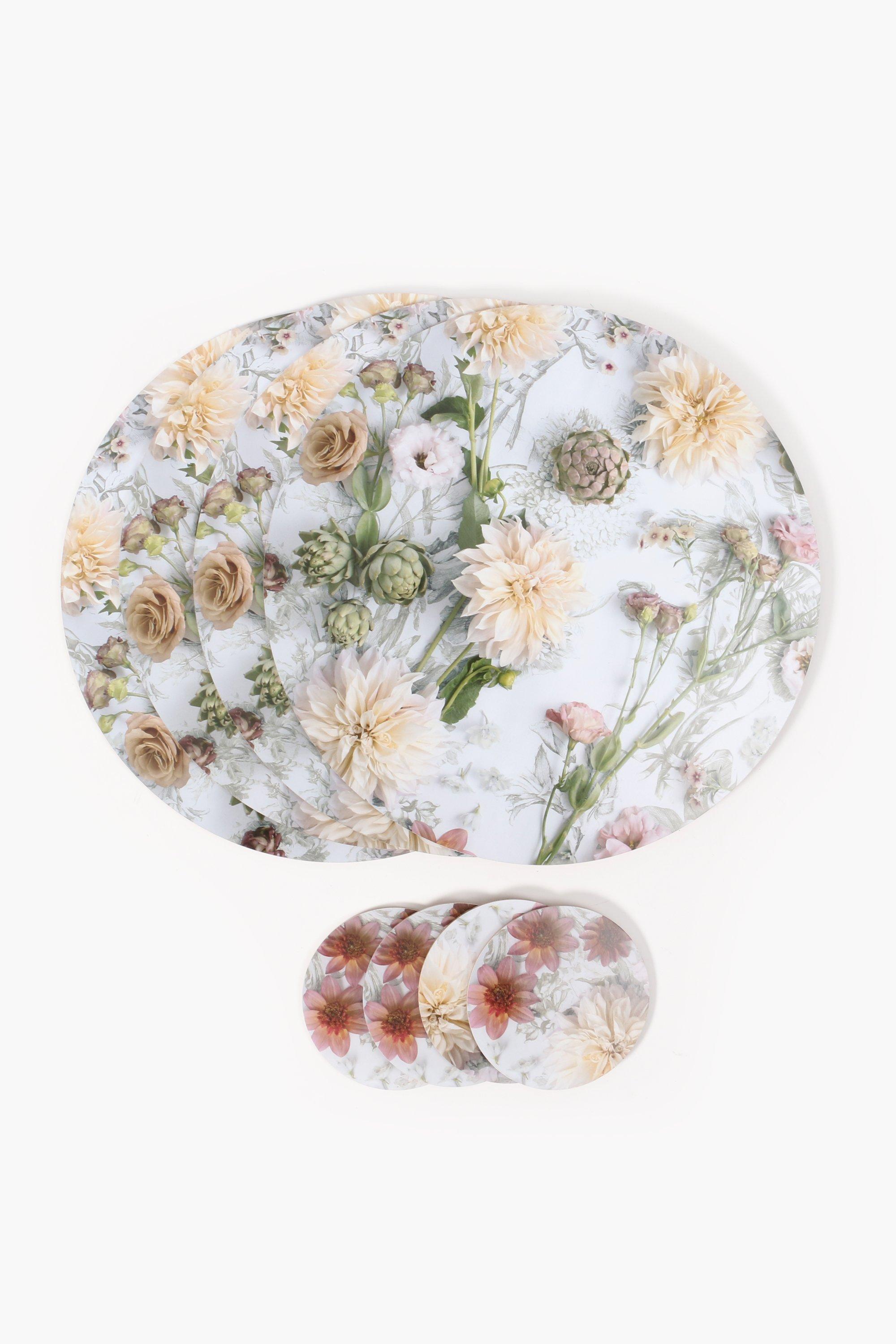 8 Piece Floral Cork Placemat And Coaster Set