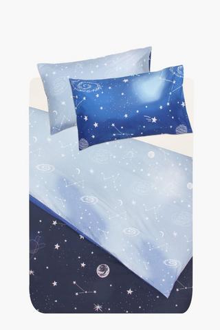 Microfibre Cosmos Glow In The Dark Reversible Duvet Cover Set