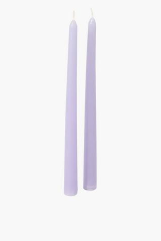 2 Pack Lavender Dinner Candles, 27cm