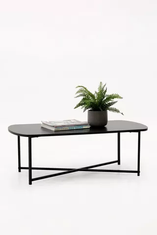 Metal And Wood Rectangular Coffee Table