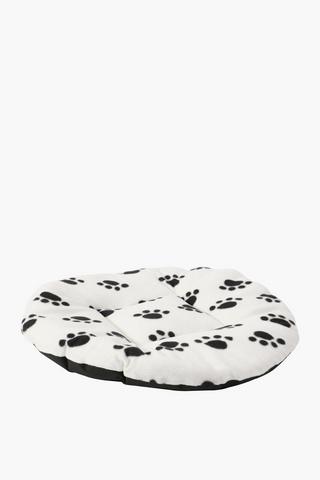 Paw Print Round Pet Bed