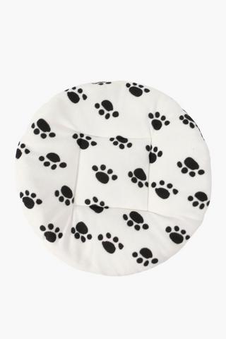 Paw Print Round Pet Bed