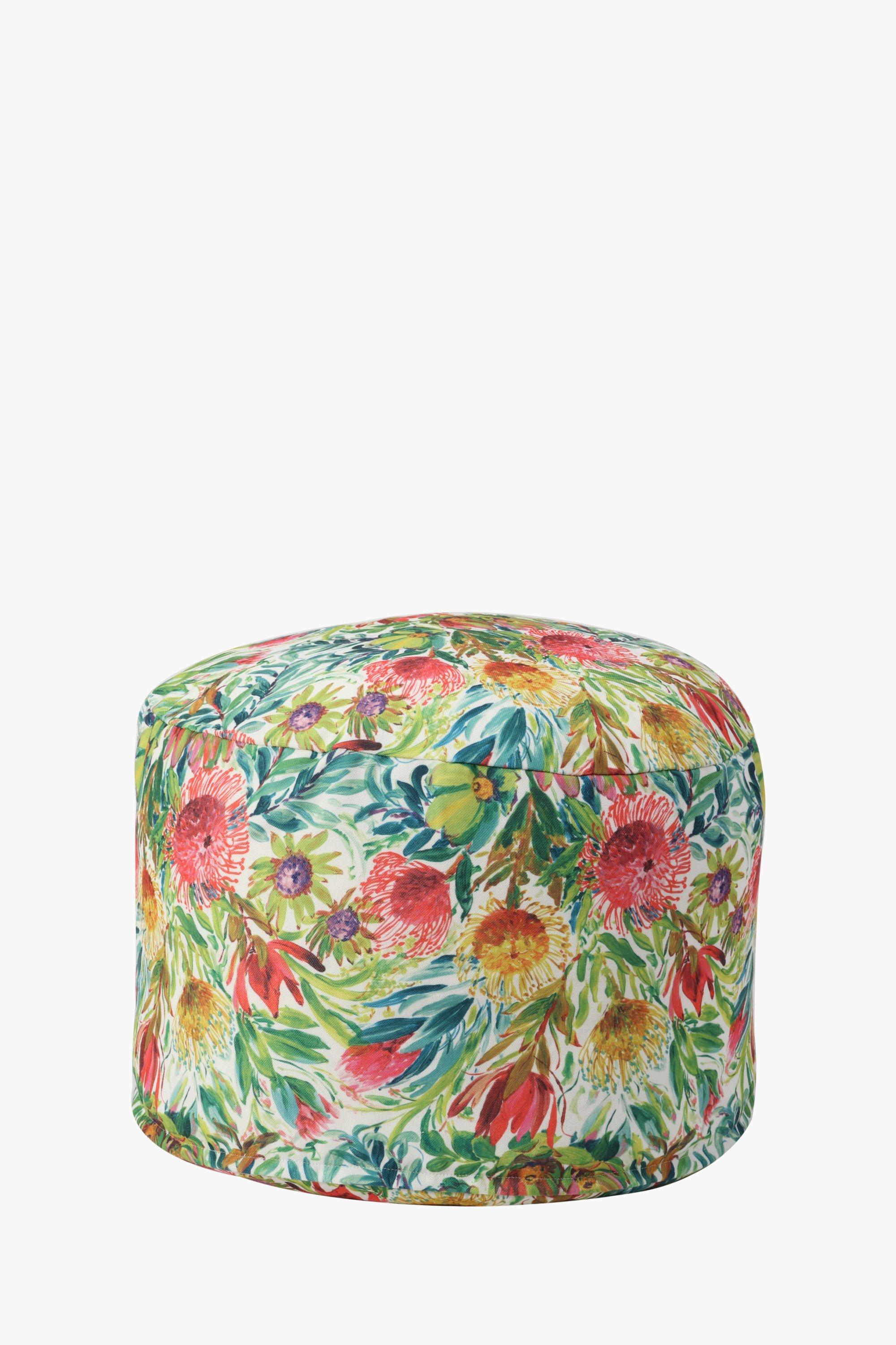 Printed Botanical Pouffe, 50cm