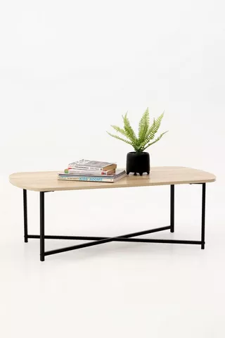Metal And Wood Rectangle Coffee Table