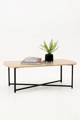 Metal And Wood Rectangle Coffee Table
