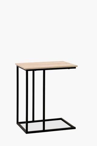 Metal And Wood U Shaped Side Tables