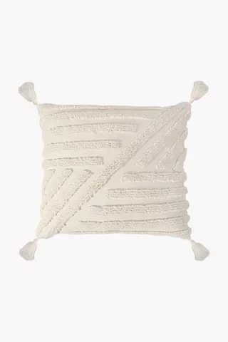 Textured Blaine Tassel Scatter Cushion, 50x50cm