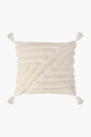 Textured Blaine Tassel Scatter Cushion, 50x50cm