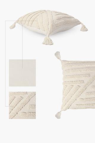 Textured Blaine Tassel Scatter Cushion, 50x50cm