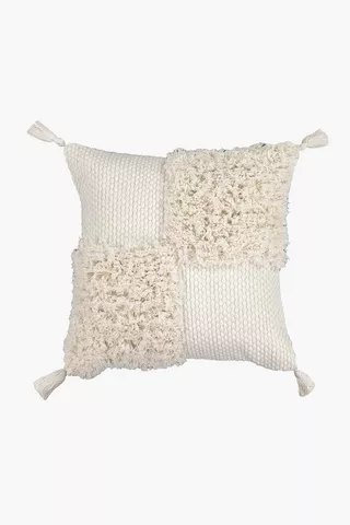 Textured Check Shaggy Scatter Cushion, 50x50cm