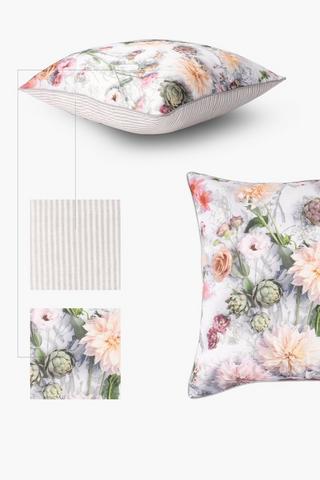 Georgia Floral Stripe Feather Scatter Cushion, 60x60cm