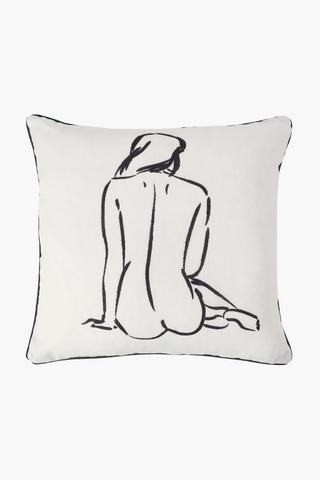 Line Drawing Feather Filled Scatter Cushion, 60x60cm