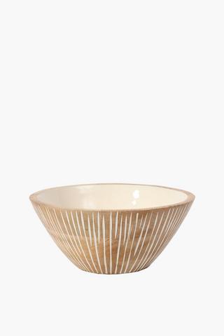 Etched Wood Salad Bowl, Medium