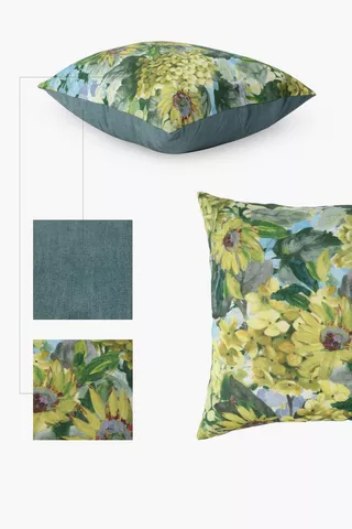 Printed Sunflower Floral Scatter Cushion, 50x50cm
