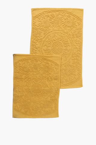 2 Piece Cotton Jacquard Bath Mat Set