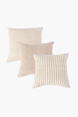 3 Pack Textured Scatter Cushion Covers, 45x45cm