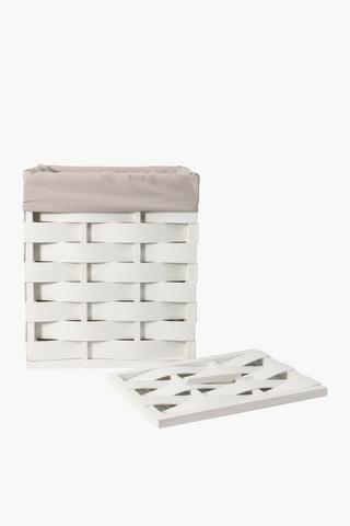 Wood Slat Laundry Basket