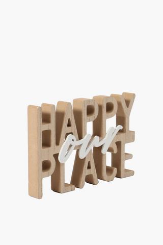 Wooden Happy Place Sign, 23x15cm