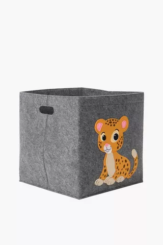 Cheetah Felt Storage Basket Small