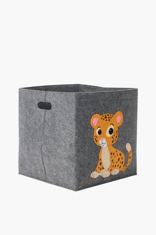 Cheetah Felt Storage Basket Small