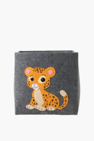 Cheetah Felt Storage Basket Small