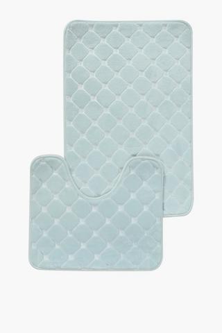 2 Piece Embossed Foam Bath Mat Set
