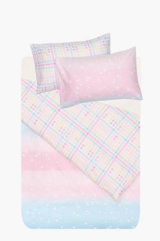 Soft Touch Ombre Check Reversible Duvet Cover Set