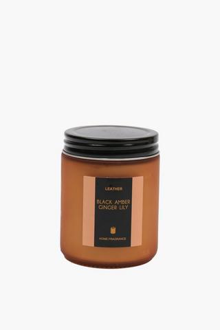 Leather Amber Ginger Lilly Candle, 7x9cm