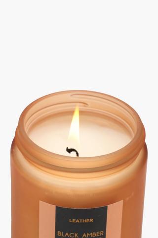 Leather Amber Ginger Lilly Candle, 7x9cm
