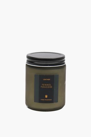 Leather Fennel Fougere Candle, 7x9cm