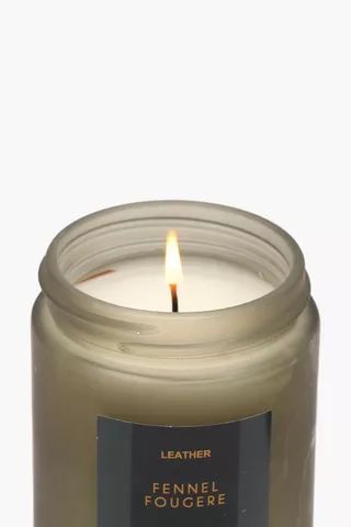 Leather Fennel Fougere Candle, 7x9cm