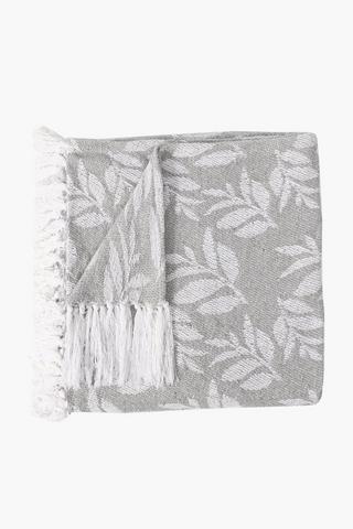 Jacquard Leaf Tassel Throw, 140x180cm