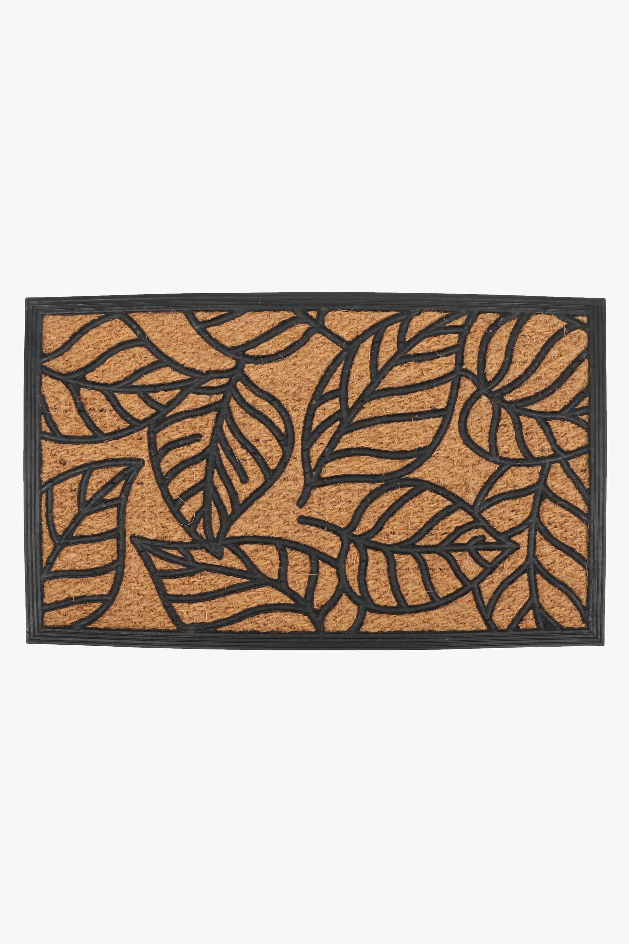 Coir And Rubber Line Leaf Door Mat 45x75cm