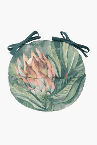 Printed Protea Round Chairpad, 40cm