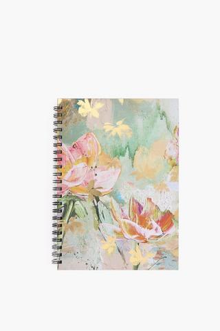 Pearl Floral Metallic Spiral Notebook A4