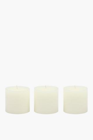 3 Pack Magnolia Pillar Candles, 7x7.5cm