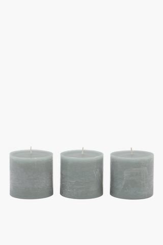 3 Pack Rain Pillar Candle, 7x7,5cm