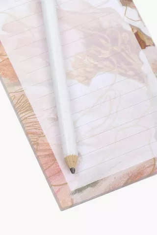 Floral Notepad With Pencil