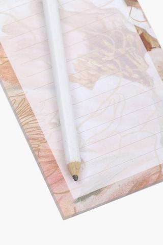 Floral Notepad With Pencil