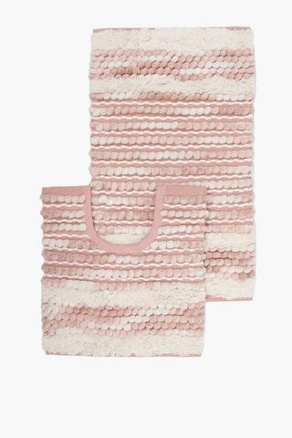2 Piece Textured Bobble Bath Mat Set