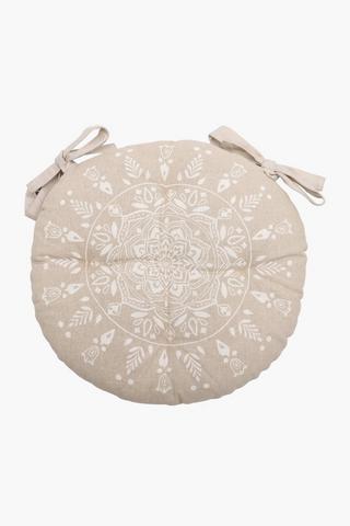 Printed Round Medallion Chairpad, 40cm